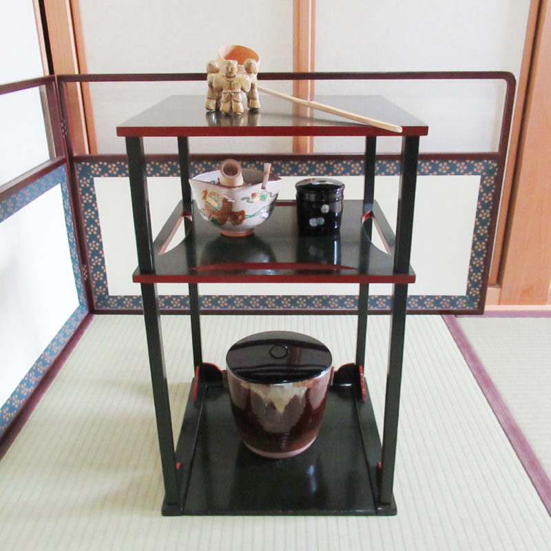 茶道具 真台子 茶棚 真漆塗り 組み立て式 紙箱 - 工芸品